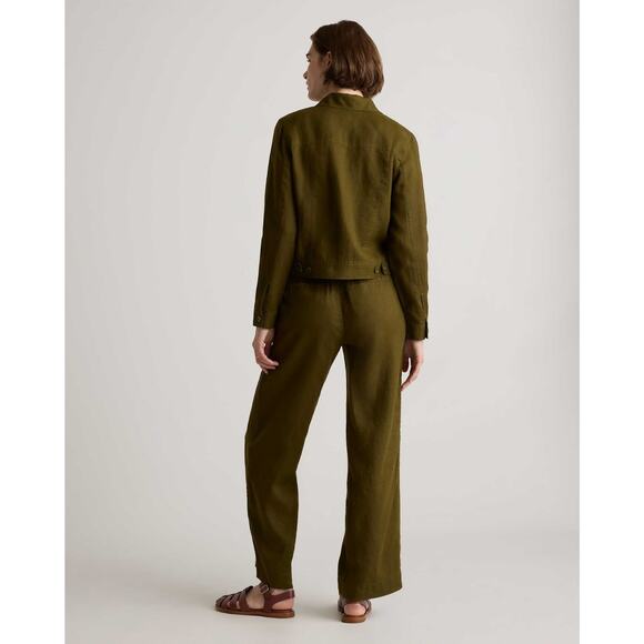 Quince European Linen Jacket Martini Olive Green Small New - Picture 3 of 12